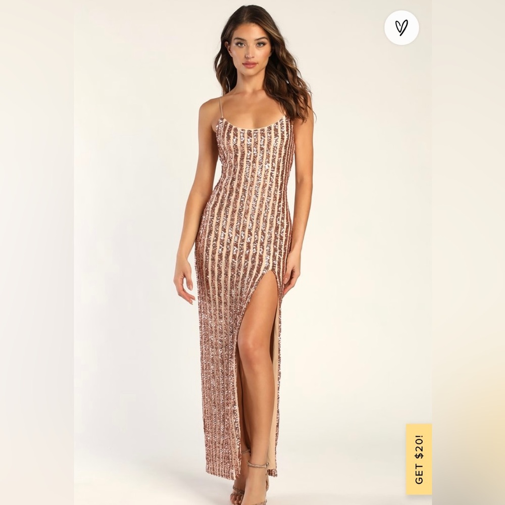 Beautiful sequin formal maxi side split dress